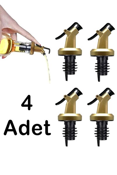 Tiesa Home 4 Adet Damlatmaz Yağdanlıklık Sirkelik Şişe Ucu Kapağı Tıpası Gold Siyah
