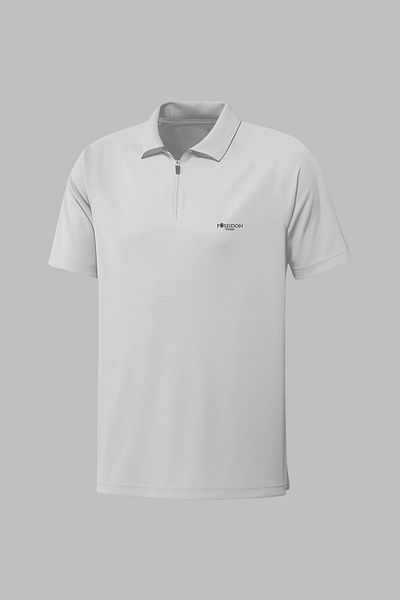POSEIDON STORM Мъжка бяла Vision Pro Fabric удобна тениска с поло деколте плюс размер за ходене 4XL-10XL