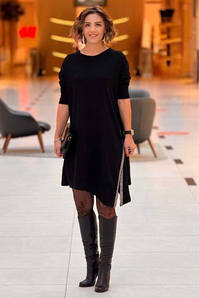 Nevin Kaya Moda Silver Leaf Tunic Dress