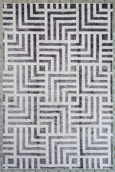 Serente Home Covor de living lavabil cu model geometric, cu bază anti-aluneca...