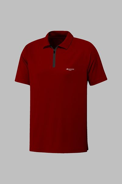 POSEIDON STORM Мъжка тениска с поло яка Vision Pro Fabric, бордо, големи размери, стилна и удобна, размер 4XL-10XL