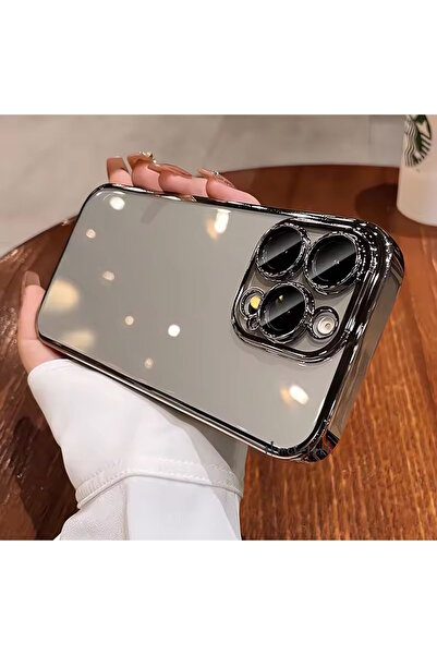 m.tk moveteck İphone 16 Pro Kılıf Tam Kamera Korumalı Metalik Parlak Renkli Kenarlı Yumuşak Silikon Lensli Kapak