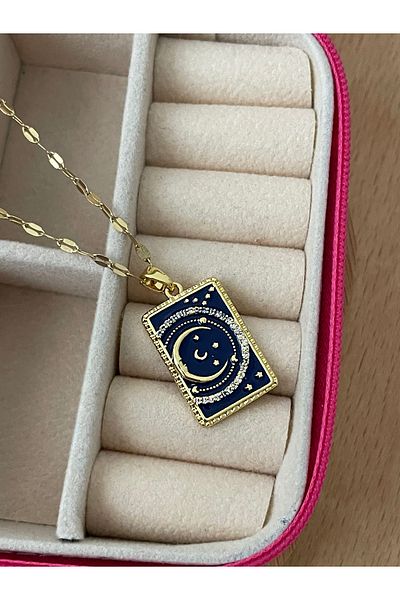 JELLY Steel Gold Color Tarot Figured Zodiac Sign Luck Necklace