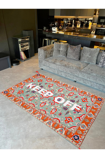 Rugs Modern Halı Tokyo Koleksiyonu Çok Renkli Keep Off Yazılı Eskitme Desenli...