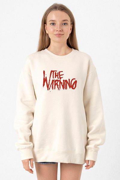 Tshirthane The Warning Logo Ecru Women's 2Ip Sweatshirt