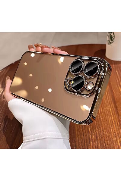 m.tk moveteck İphone 16 Pro Kılıf Tam Kamera Korumalı Metalik Parlak Renkli Kenarlı Yumuşak Silikon Lensli Kapak