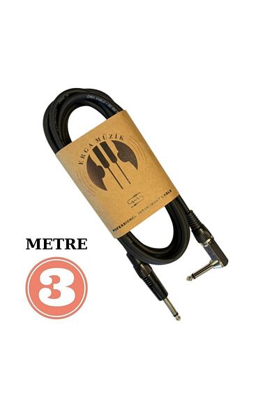 Erga Müzik Guitar Jack Cable 3m Flat-L Electro Acoustic Bass Binding Violin Twill Amplifier&Mixer Compatible Jack Cable