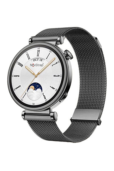 NovStrap Huawei Watch GT6 41mm GT4 41mm GT5 41mm ile Uyumlu Kordon (18mm) Çift Mıknatıslı Lansman Metal Hasır