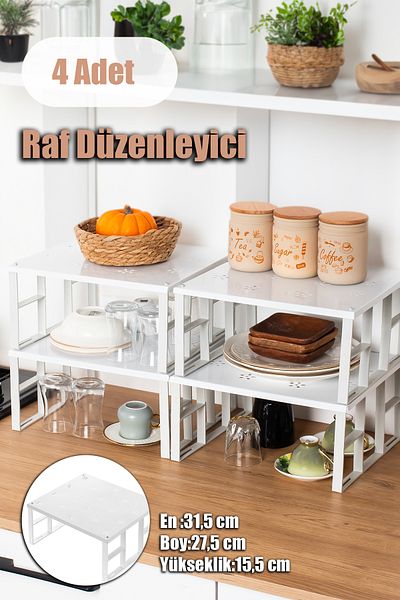 DORRY HOME Org-01 4-Pece Shelf Organizer In-Cabinet Organizer ράφι Plate Cup Rack Rack Riser