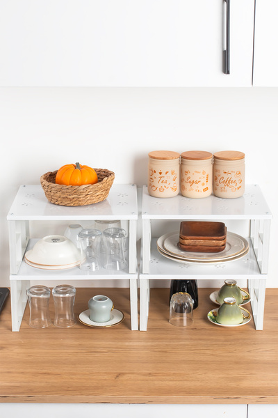 Porsima Org-01 4dílný policový organizér Organizér ve skříni Policový talíř Policový regál Policový nástavec