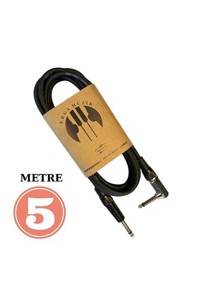 Erga Müzik Guitar Jack Cable 5m Flat-L Electro Acoustic Bass Binding Violin Snare Amplifier&Mixer Compatible Jack Cable