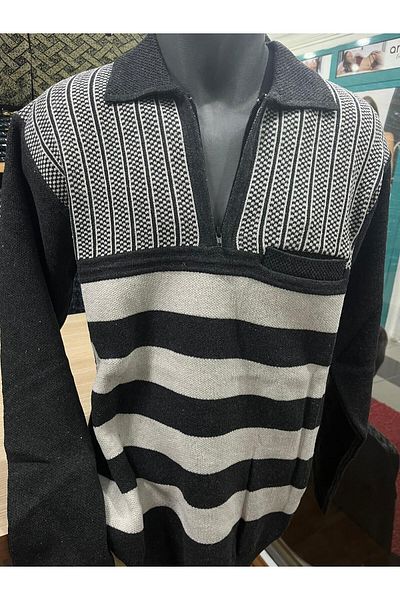 TCR Men's Knitwear Half Zipper Pocket Patterned Sweater