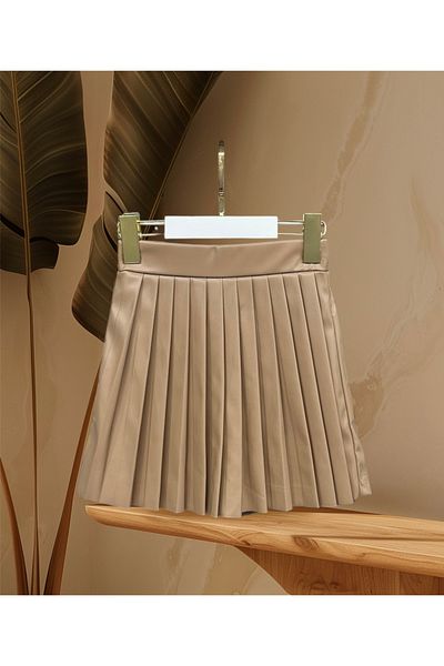 markamodi Girl's Plissed Leather Shorts Skirt