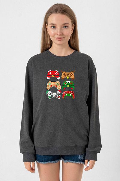 Tshirthane Video Game Controller Christmas Smoked Women's 2Ip Sweatshirt