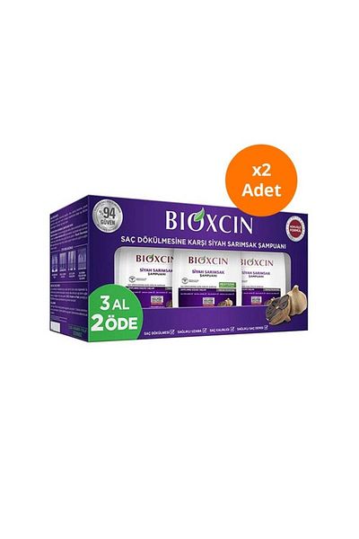 Bioxcin Anti-Hair Loss Black Garlic Shampoo 3X300 ml X2 Pack for All Hair Types