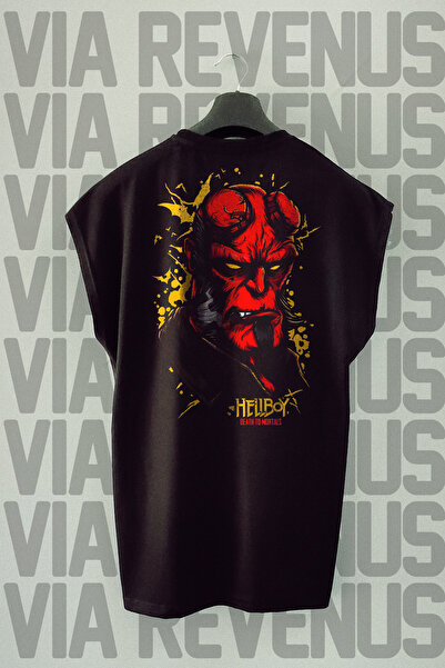 Vordevia Hellboy Спортивна футболка з принтом спереду і ззаду, 100% бавовна, ...