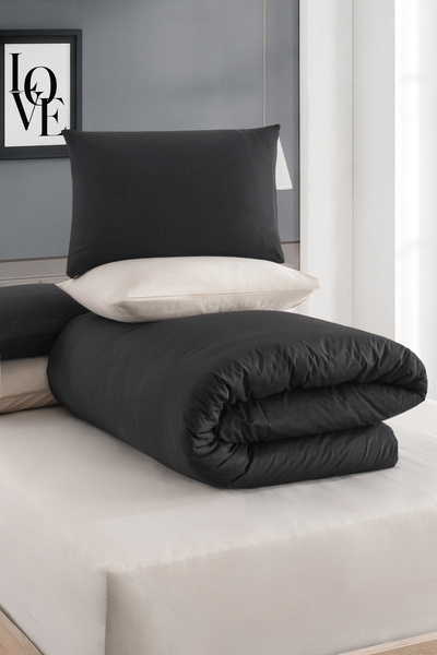 TABEA HOME Double Color Double Duvet Cover Set - Elastic and Cotton