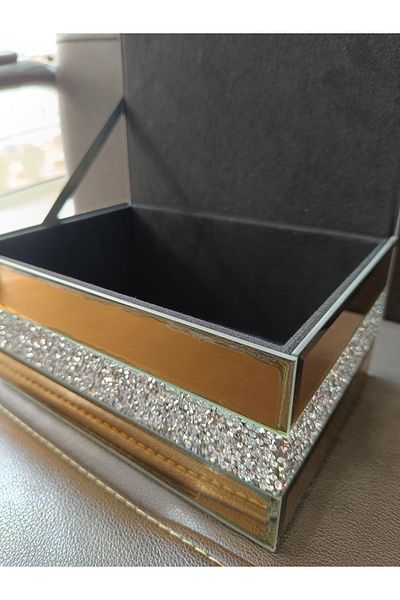 DEKOR ZÜCCACİYE HOME Jewelry Box with Stones with Gold Mirror