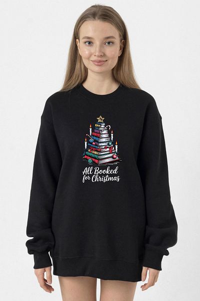 Tshirthane All Booked for Christmas Black Women's 2Ip Sweatshirt
