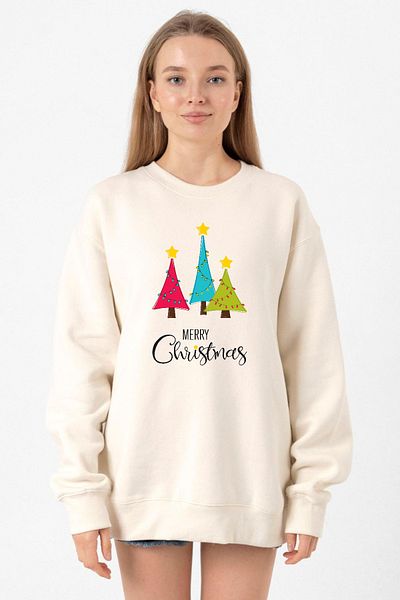 Tshirthane Merry Christmas Ecru Women's 2Ip Sweatshirt
