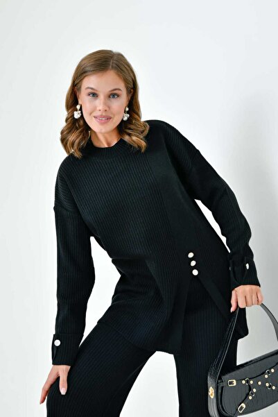 MILANOFOX Set de tricotaje fără perii cu nasturi aurii premium - tunică și pa...