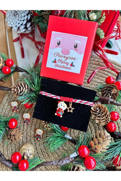 PEONY - peonyofficiall Christmas Themed Kokina Murano Glass Bracelet - Christmas Bracelet with Martenchia Drawstring