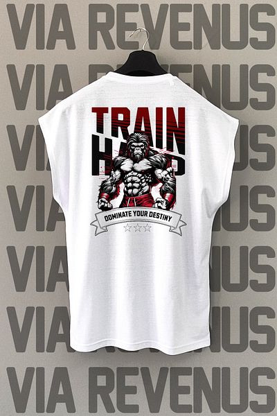 Vordevia Αθλητικό μπλουζάκι Train Hard Printed 100% Cotton Zero Sleeve