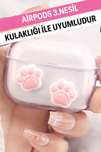 WANNA PROTECT Airpods 3. Nesil Uyumlu Şeffaf Kancalı Desenli Yumuşak Silikon ...