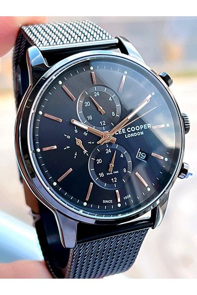 Lee Cooper 5 Atm Water Resistant Men's Wristwatch - Steel Band with Internal Functions Active Vs.Blkt.0019