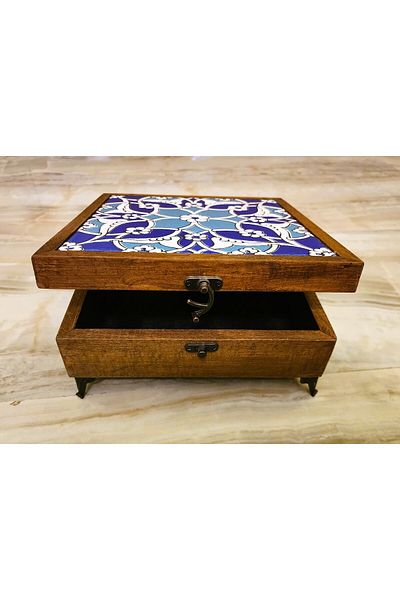 KATREMİA Mia80-Fliese Organizer - Jewelry-Jewellery-Clothing Box with Wooden Fliese - Multipurpose (Hand Crafting) 22*22 cm