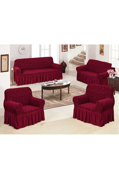 Evory Home Sofa Cover Jacquard 4 Pieces Set of 7 Seater (3+2+1+1) Slip Resistant Furniture Protector