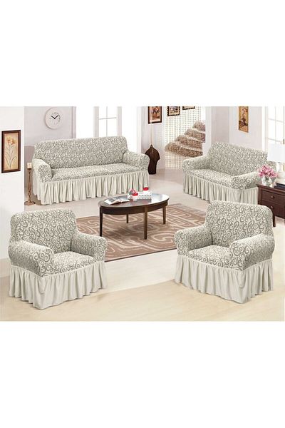 Evory Home Sofa Cover Jacquard 4 Pieces Set of 7 Seater (3+2+1+1) Slip Resistant Furniture Protector