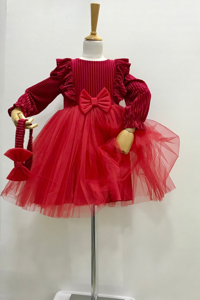 Nonno Kids Kiz Çocuk Kirmizi Kadi?fe Tütü Elbi?se