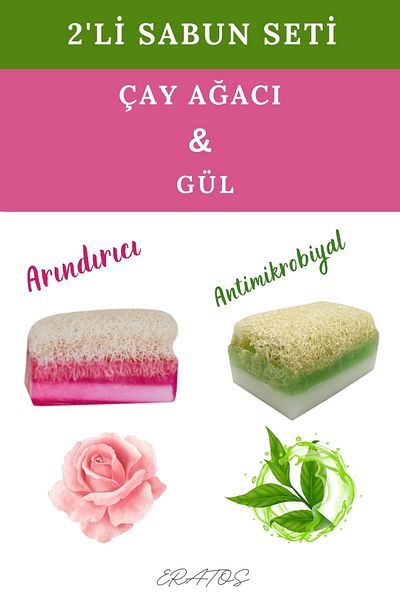 ERATOS Natural Soap Set - Pumpkin Fiber Tea Tree & Rose