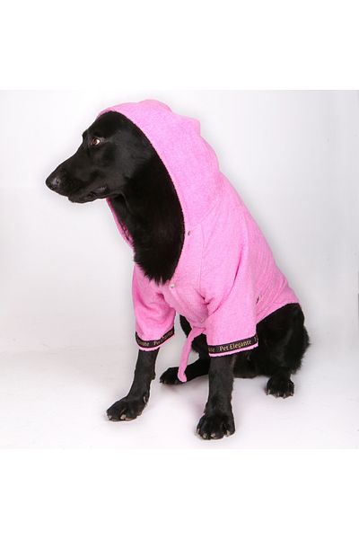 pet elegante 100% Cotton Cat Dog Bathrobe Pink (Dog Clothes)