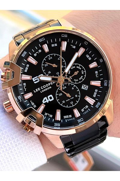 Lee Cooper 5 Atm Water Resistant Men's Wristwatch - Steel Band with Internal Functions Active Vs.Blkt.0026
