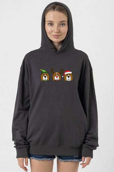 Tshirthane 3 Wise Beagles Smoked Hoodie Women's 2Ip Christmas
