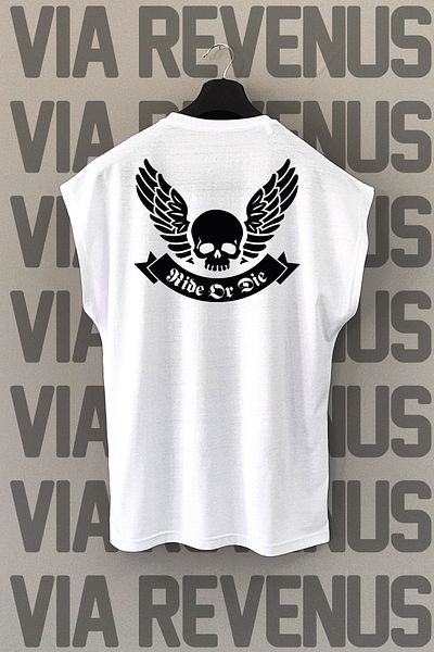 Vordevia Αθλητικό μπλουζάκι Ride or Die / Biker με στάμπα 100% βαμβακερό μηδενικό μανίκι
