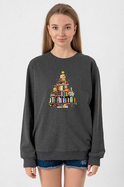 Tshirthane Book Lovers Christmas Smoked Women's 2Ip Sweatshirt