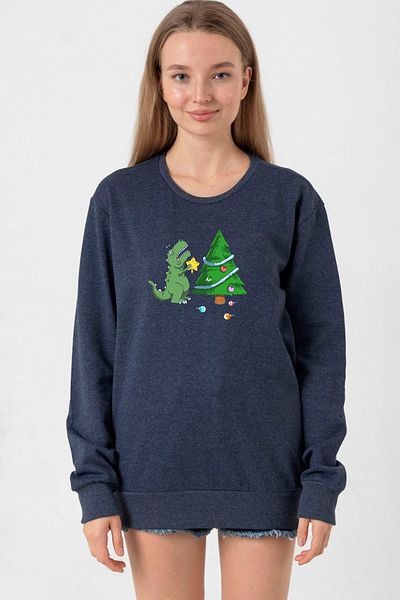 Tshirthane Dinosaur Christmas Tree Indigo Women's 2Ip Sweatshirt