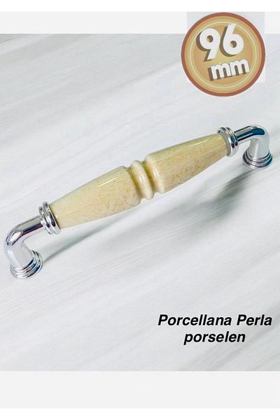 Porcellana Perla (9,6 سم) - مقبض بورسلين للخزانة ومقبض للدرج والأثاث والمطبخ ومقبض للحمام لؤلؤي (96 مم) -STK3334