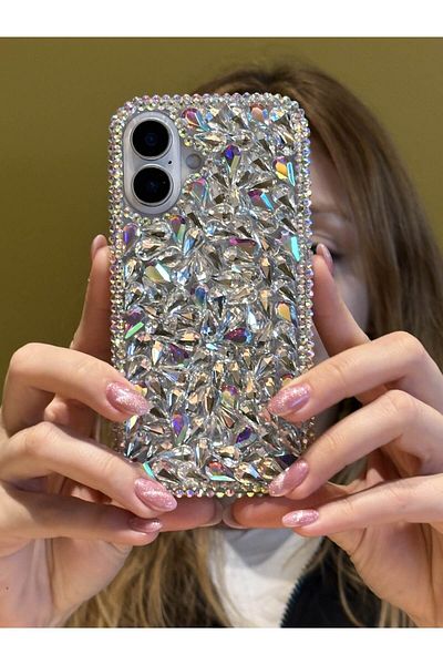 Paladyum Case iPhone 16 Plus Compatible Luxury Hologram Crystal Stone Case