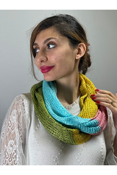 Gönülden Tasarım Кольоровий трикотажний паєтковий жіночий шарф-хомут