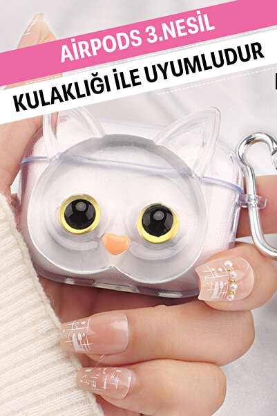 WANNA PROTECT Airpods 3. Nesil Uyumlu Şeffaf Kancalı Desenli Yumuşak Silikon ...