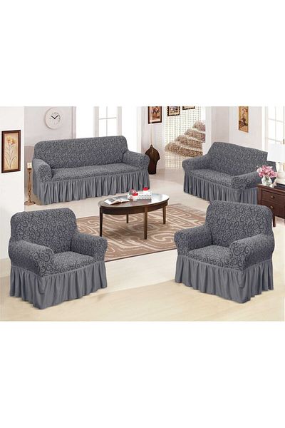 Evory Home Sofa Cover Jacquard 4 Pieces Set of 7 Seater (3+2+1+1) Slip Resistant Furniture Protector