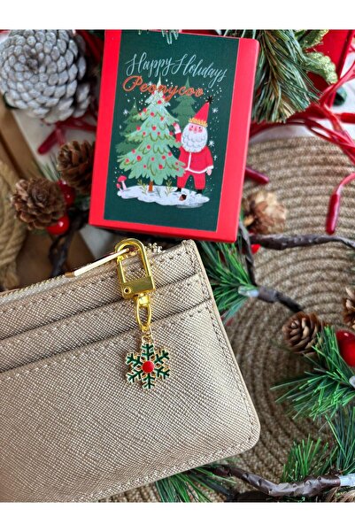 PEONY peonyofficiall Yılbaşı Klipsli Mineli Yeşil Kar Tanesi Altın Kaplama Cü...