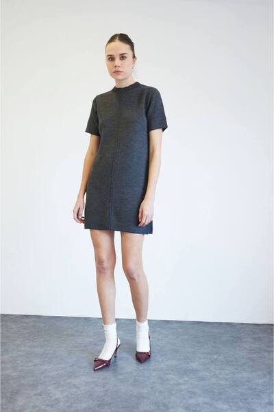 MODA Kadın Triko Kısa Elbise-kısa kollu