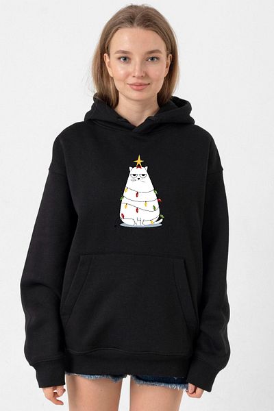 Tshirthane Black Grumpy Christmas Hoodie 3Ip Women