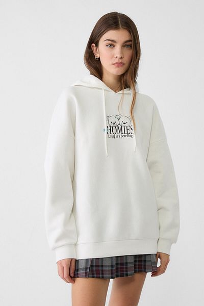Stradivarius Printed Hooded Sweatshirt