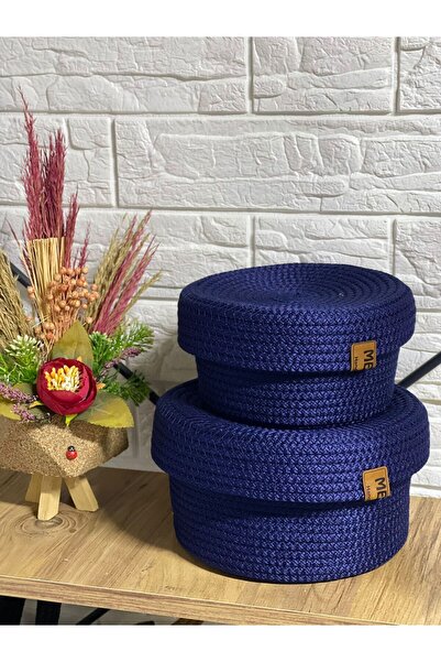 Metasupla Çok Amaçlı Düzenleyici 2 Li Lacivert  Kapaklı Saklama Kutusu Hasır ...